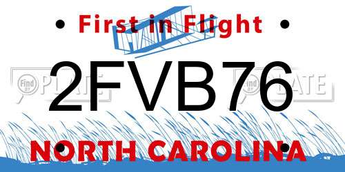 2FVB76 North Carolina License Plate