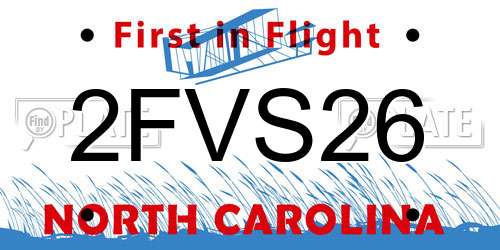 2FVS26 North Carolina License Plate