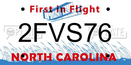 2FVS76 North Carolina License Plate