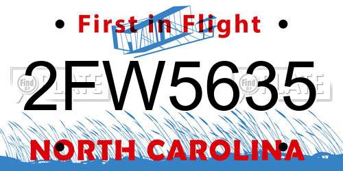 2FW5635 North Carolina License Plate
