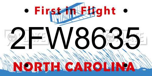 2FW8635 North Carolina License Plate