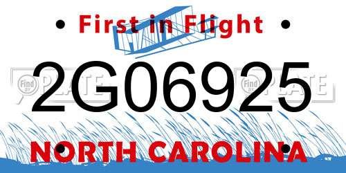 2G06925 North Carolina License Plate
