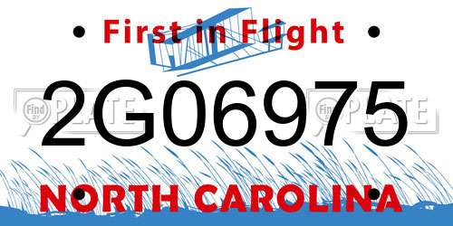 2G06975 North Carolina License Plate