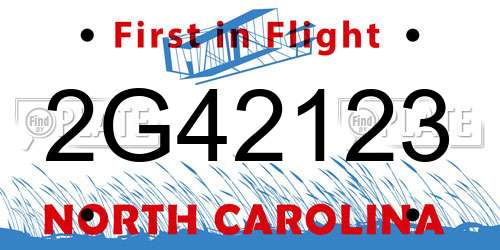 2G42123 North Carolina License Plate