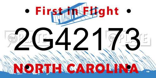 2G42173 North Carolina License Plate