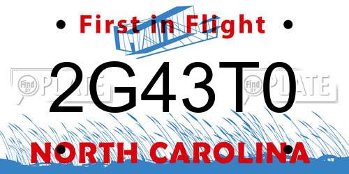 2G43T0 North Carolina License Plate