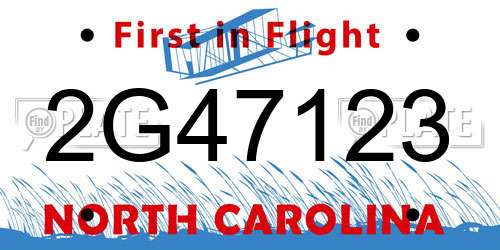 2G47123 North Carolina License Plate