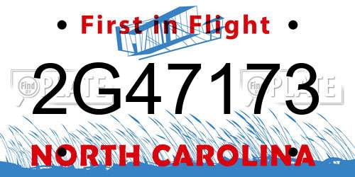 2G47173 North Carolina License Plate