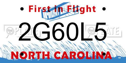 2G60L5 North Carolina License Plate