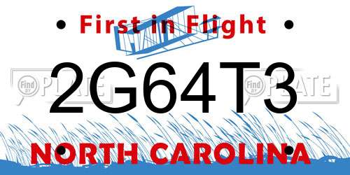 2G64T3 North Carolina License Plate