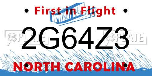 2G64Z3 North Carolina License Plate