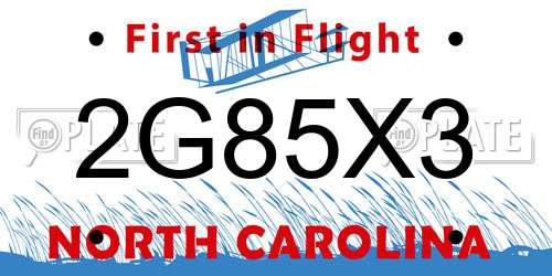 2G85X3 North Carolina License Plate