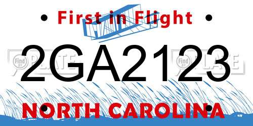 2GA2123 North Carolina License Plate
