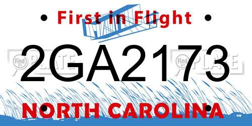 2GA2173 North Carolina License Plate