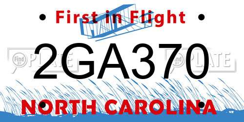 2GA370 North Carolina License Plate
