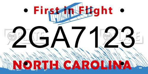 2GA7123 North Carolina License Plate