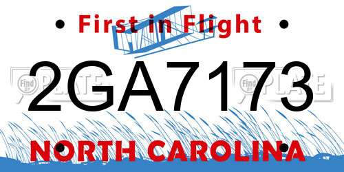 2GA7173 North Carolina License Plate