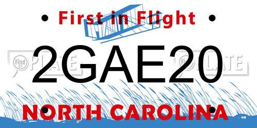 2GAE20 North Carolina License Plate