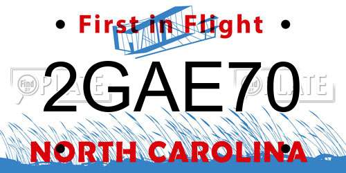 2GAE70 North Carolina License Plate