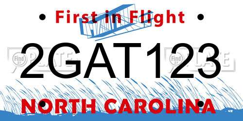 2GAT123 North Carolina License Plate