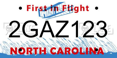 2GAZ123 North Carolina License Plate