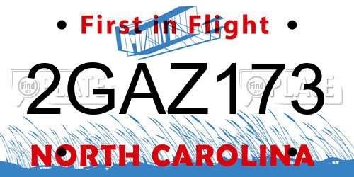 2GAZ173 North Carolina License Plate