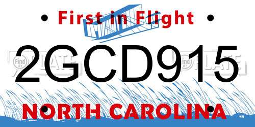 2GCD915 North Carolina License Plate