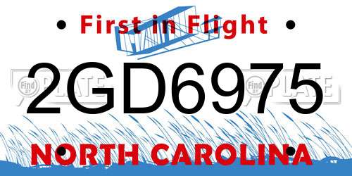 2GD6975 North Carolina License Plate