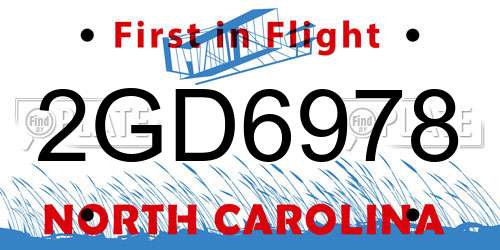 2GD6978 North Carolina License Plate