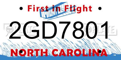 2GD7801 North Carolina License Plate