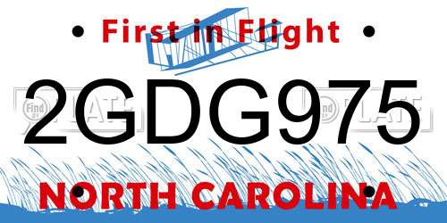2GDG975 North Carolina License Plate