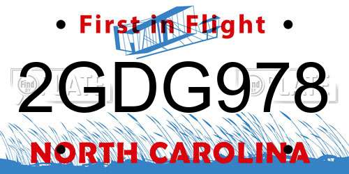 2GDG978 North Carolina License Plate