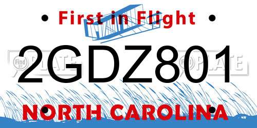 2GDZ801 North Carolina License Plate