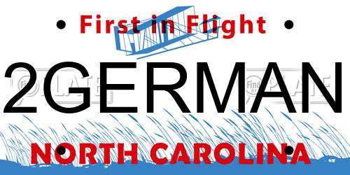 2GERMAN North Carolina License Plate