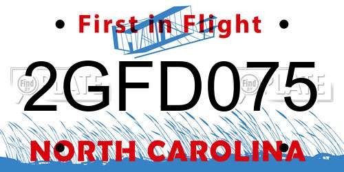 2GFD075 North Carolina License Plate