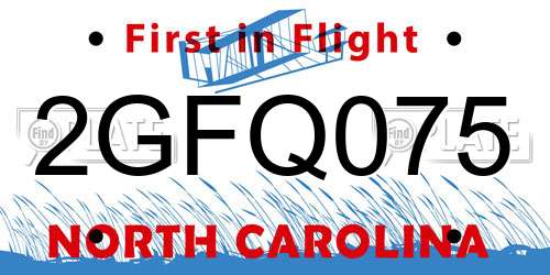 2GFQ075 North Carolina License Plate