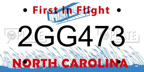 2GG473 North Carolina License Plate