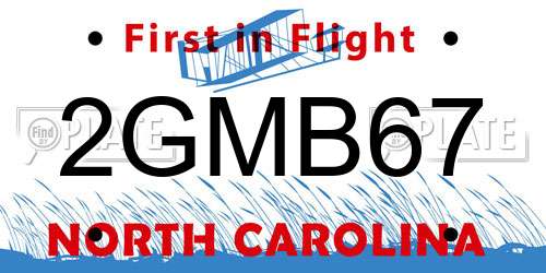 2GMB67 North Carolina License Plate
