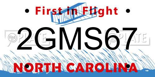 2GMS67 North Carolina License Plate