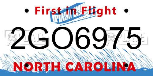 2GO6975 North Carolina License Plate