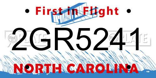 2GR5241 North Carolina License Plate