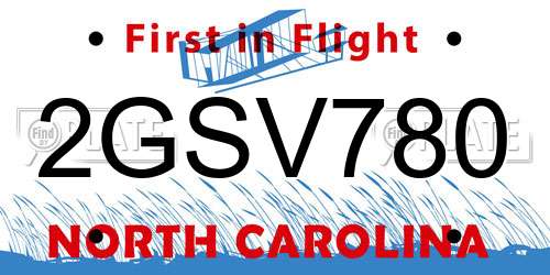 2GSV780 North Carolina License Plate