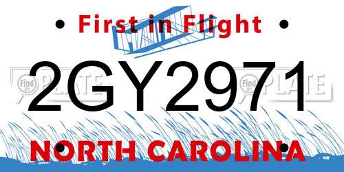 2GY2971 North Carolina License Plate