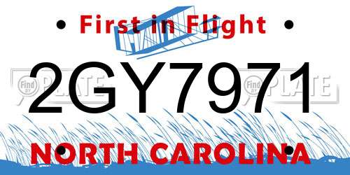 2GY7971 North Carolina License Plate
