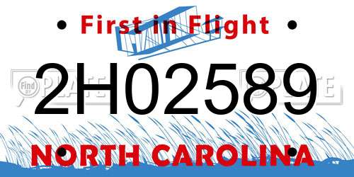 2H02589 North Carolina License Plate