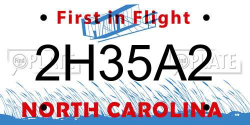 2H35A2 North Carolina License Plate