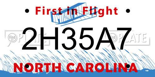 2H35A7 North Carolina License Plate