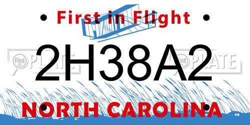 2H38A2 North Carolina License Plate