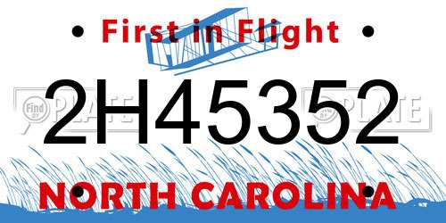 2H45352 North Carolina License Plate