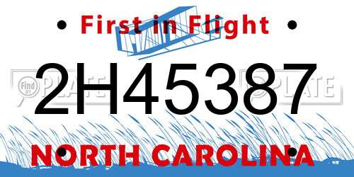 2H45387 North Carolina License Plate